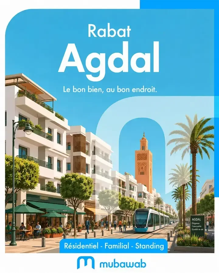Mubawab Maroc campaign visual for Rabat Agdal